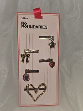 No Boundaries Gold-Tone Hair Accessories Set with Charms, 5-Piece New